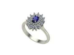 14 Ayar Altın Set 0.50 Karat Pırlanta 0.15 Karat Safir Yüzük