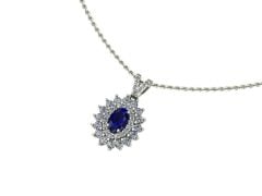 14 Ayar Altın Set 0.65 Karat Pırlanta 0.30 Karat Safir Kolye