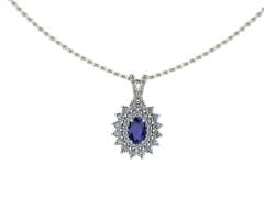 14 Ayar Altın Set 0.65 Karat Pırlanta 0.30 Karat Safir Kolye