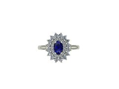 14 Ayar Altın Set 0.60 Karat Pırlanta 0.30 Karat Safir Yüzük