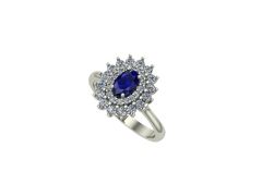 14 Ayar Altın Set 0.60 Karat Pırlanta 0.30 Karat Safir Yüzük