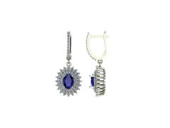 14 ayar Altın Set 1.20 Karat Pırlanta 1.20 Karat Safir Küpe