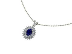 14 Ayar Altın Set 0.60 Karat Pırlanta 0.60 Karat Safir Kolye