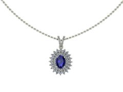 14 Ayar Altın Set 0.60 Karat Pırlanta 0.60 Karat Safir Kolye