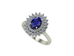 14 Ayar Altın Set 0.55 Karat Pırlanta 0.60 Karat Safir Yüzük