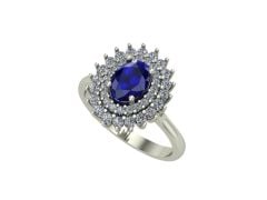 14 Ayar Altın Set 0.55 Karat Pırlanta 0.60 Karat Safir Yüzük
