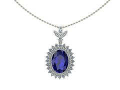 14 Ayar Altın Set 1.25 Karat Pırlanta 5.50 Karat Safir Kolye