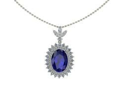 14 Ayar Altın Set 1.25 Karat Pırlanta 5.50 Karat Safir Kolye
