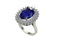 14 Ayar Altın Set 1.00 Karat Pırlanta 5.50 Karat Safir Yüzük