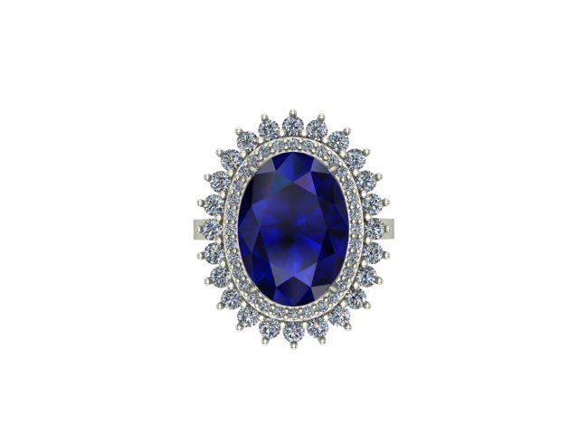 14 Ayar Altın Set 1.00 Karat Pırlanta 5.50 Karat Safir Yüzük