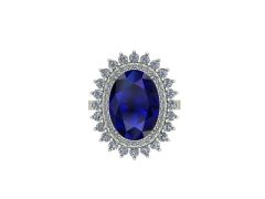 14 Ayar Altın Set 1.00 Karat Pırlanta 5.50 Karat Safir Yüzük