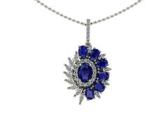 14 Ayar Altın Set 0.40 Karat Pırlanta 1.90 Karat Safir Kolye