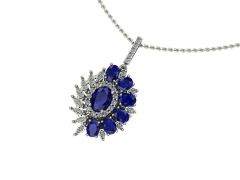 14 Ayar Altın Set 0.40 Karat Pırlanta 1.90 Karat Safir Kolye