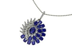 14 Ayar Altın Set 0.66 Karat Pırlanta 4.20 Karat Safir Kolye