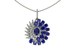 14 Ayar Altın Set 0.66 Karat Pırlanta 4.20 Karat Safir Kolye