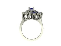14 Ayar Altın Set 0.40 Karat Pırlanta 1.90 Karat Safir Yüzük