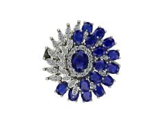 14 Ayar Altın Set 0.65 Karat Pırlanta 3.80 Karat Safir Yüzük