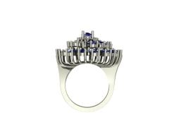 14 Ayar Altın Set 0.65 Karat Pırlanta 3.80 Karat Safir Yüzük