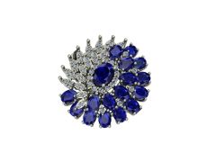 14 Ayar Altın Set 0.65 Karat Pırlanta 3.80 Karat Safir Yüzük