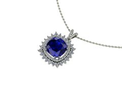 14 Ayar Altın Set 1.05 Karat Pırlanta 5.00 Karat Safir Kolye
