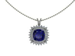 14 Ayar Altın Set 1.05 Karat Pırlanta 5.00 Karat Safir Kolye