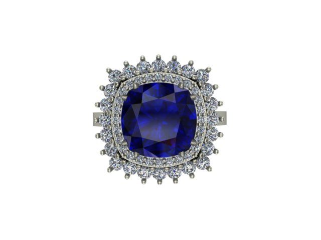14 Ayar Altın Set 1.00 Karat Pırlanta 5.00 Karat Safir Yüzük