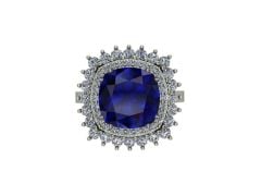 14 Ayar Altın Set 1.00 Karat Pırlanta 5.00 Karat Safir Yüzük