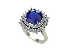 14 Ayar Altın Set 1.00 Karat Pırlanta 5.00 Karat Safir Yüzük
