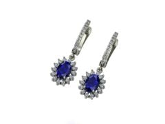 14 ayar Altın Set 0.50 Karat Pırlanta 1.20 Karat Safir Küpe