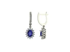 14 ayar Altın Set 0.50 Karat Pırlanta 1.20 Karat Safir Küpe