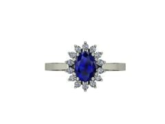 14 Ayar Altın Set 0.20 Karat Pırlanta 0.60 Karat Safir Yüzük
