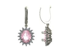 14 Ayar Altın 1.10 Karat Pırlanta 4.00 Karat Pembe Safir Küpe