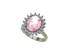 14 Ayar Altın 0.60 Karat Pırlanta 3.00 Karat Pembe Safir Yüzük